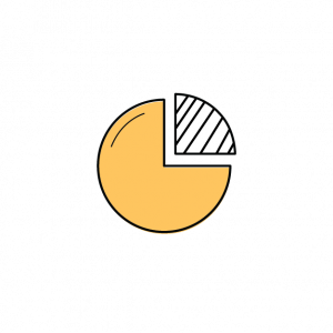 pie chart with 1/4 shaded differently