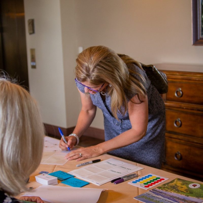 ABA member writing on name tag