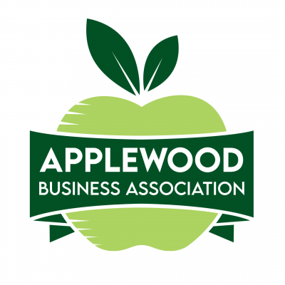 ApplewoodBusinessAssociation_Logo_HeaderImage ABA Logo: a green apple with a banner across that says "Applewood Business Association"
